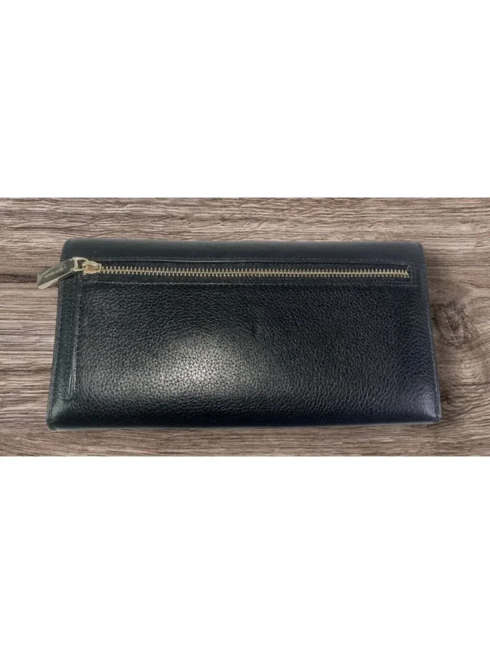 Kate Spade Wallet Black Marti Pebbled Leather Slim Flap Zip Pocket Designer